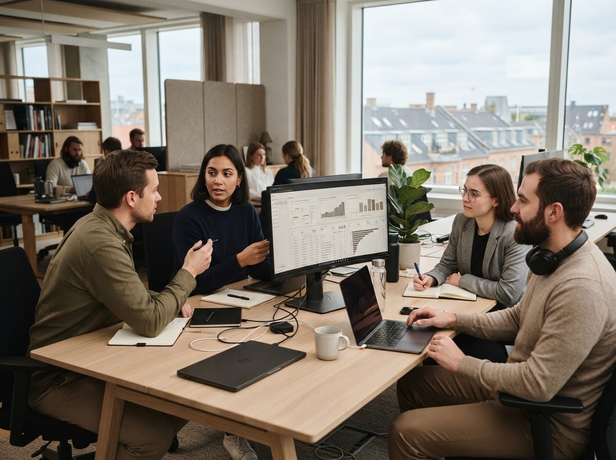 Rentandel team der arbejder med dataanalyse og porteføljestrategi